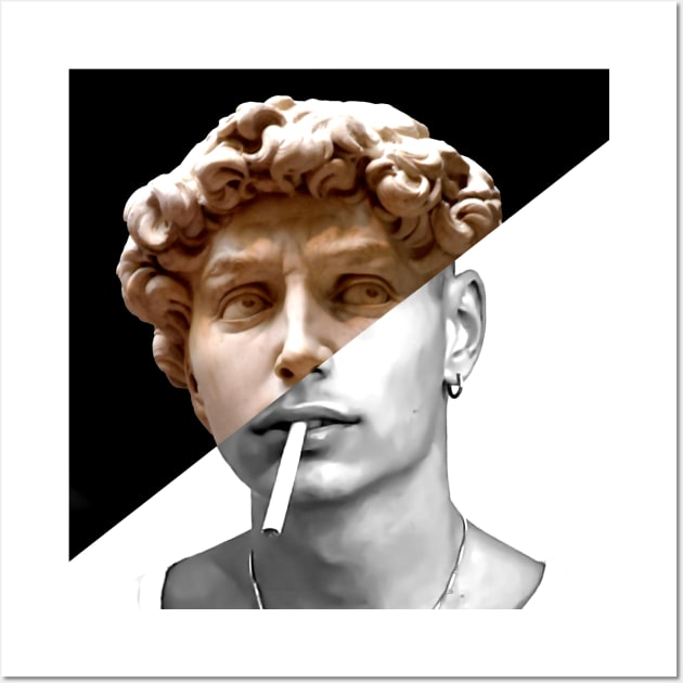 Michelangelo's David And Cigarette Wall Art by luigi-tarini